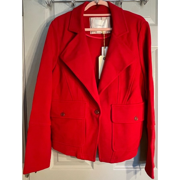 Anthropologie Sylvia Knit Moto Blazer Red NWT Size XL - Picture 5 of 14